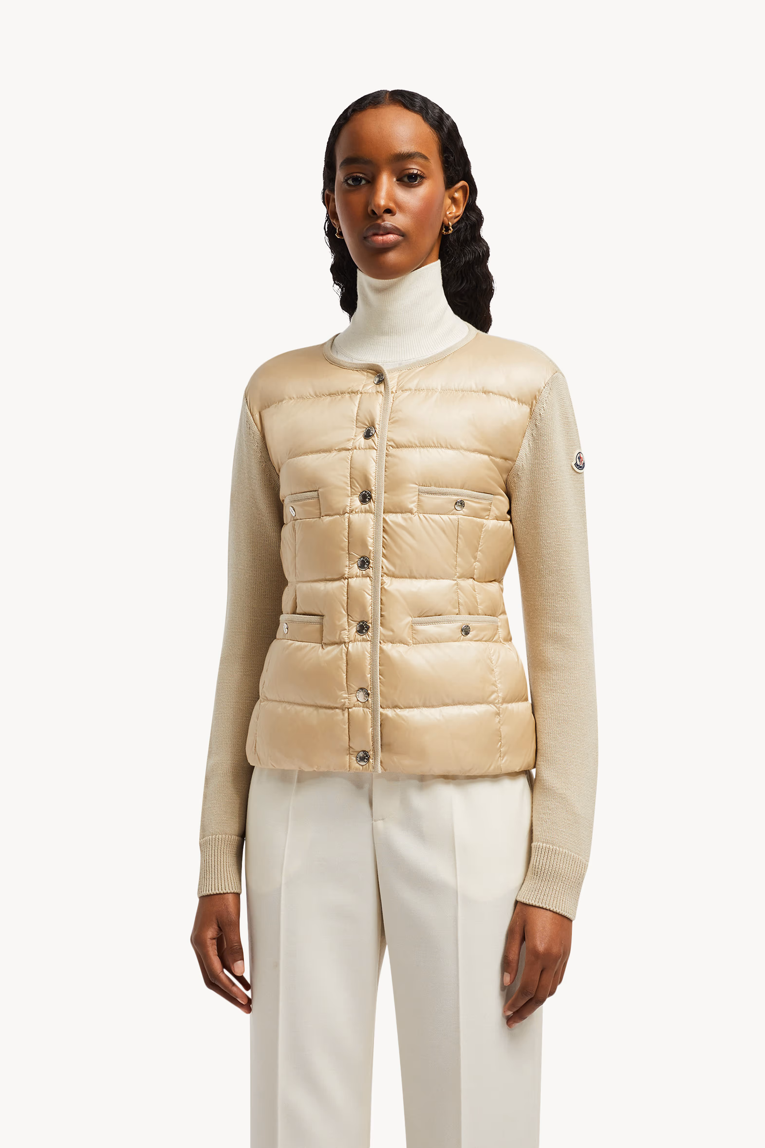 Padded Wool Cardigan Beige Moncler 3